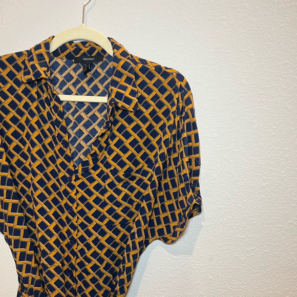 Forever 21 Blue and Mustard Short Dress Size M - Picture 4 of 13